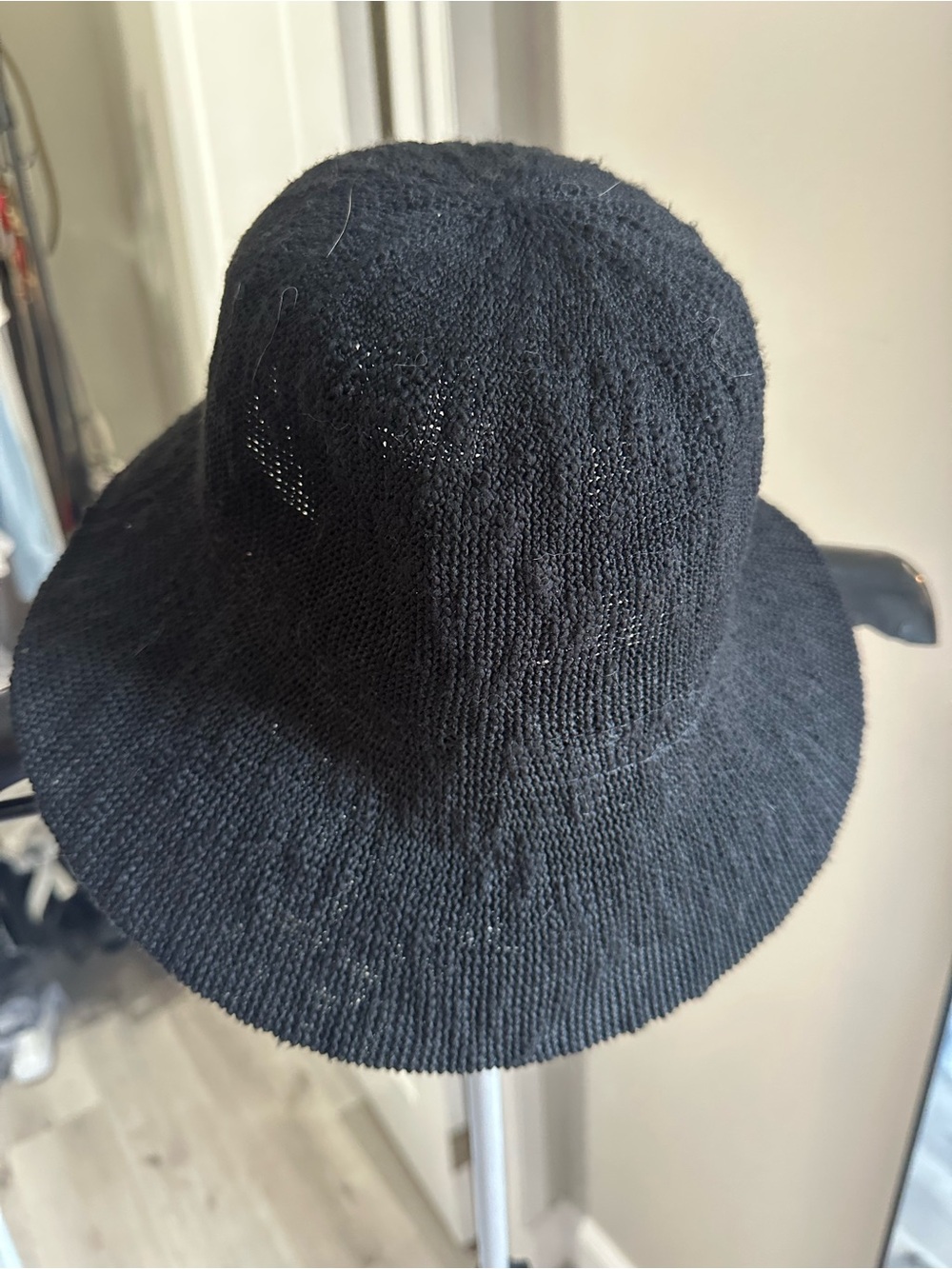 Banana Republic Black Knit Bucket Hat with Wide Brim